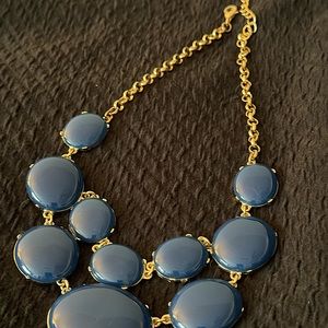 Gold Tone and Blue Costume Jewelry- Necklace. New, never worn.